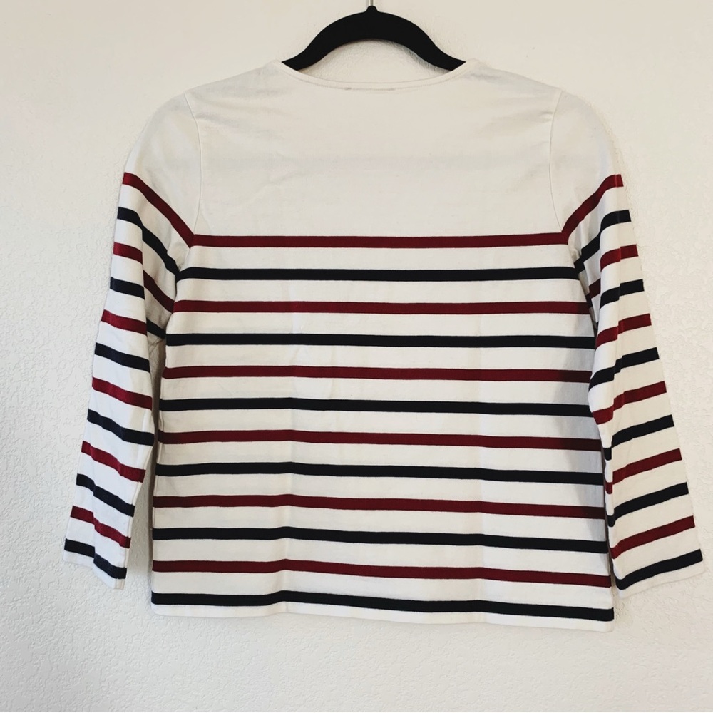Sezane Loic Small White Red Blue 3/4 Sleeve Nautical Tee - Picture 2 of 6